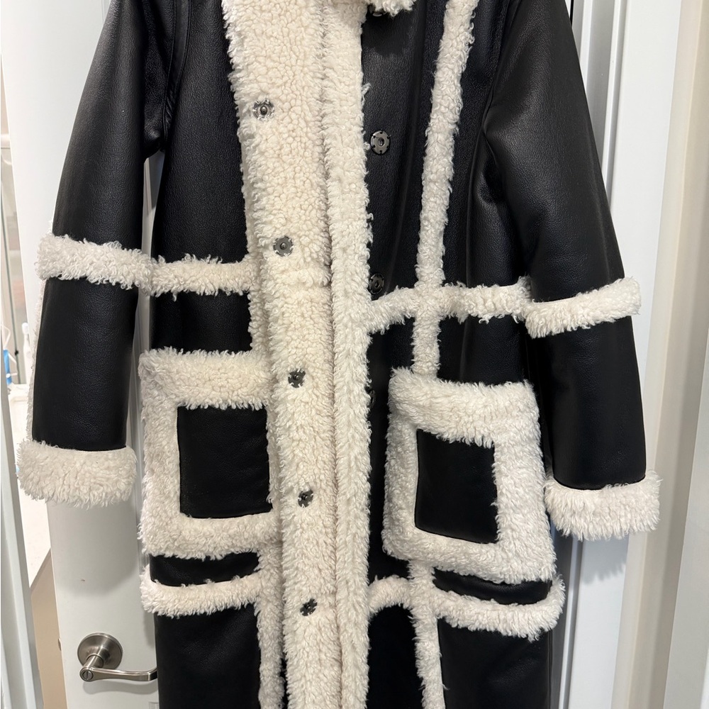 Stand Studio Patrice Faux-Leather Coat Size M